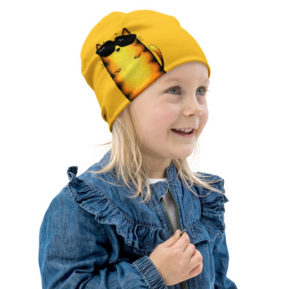 kids beanie hat with cat print
