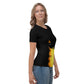 Black ladies t-shirt with yellow cat design/print