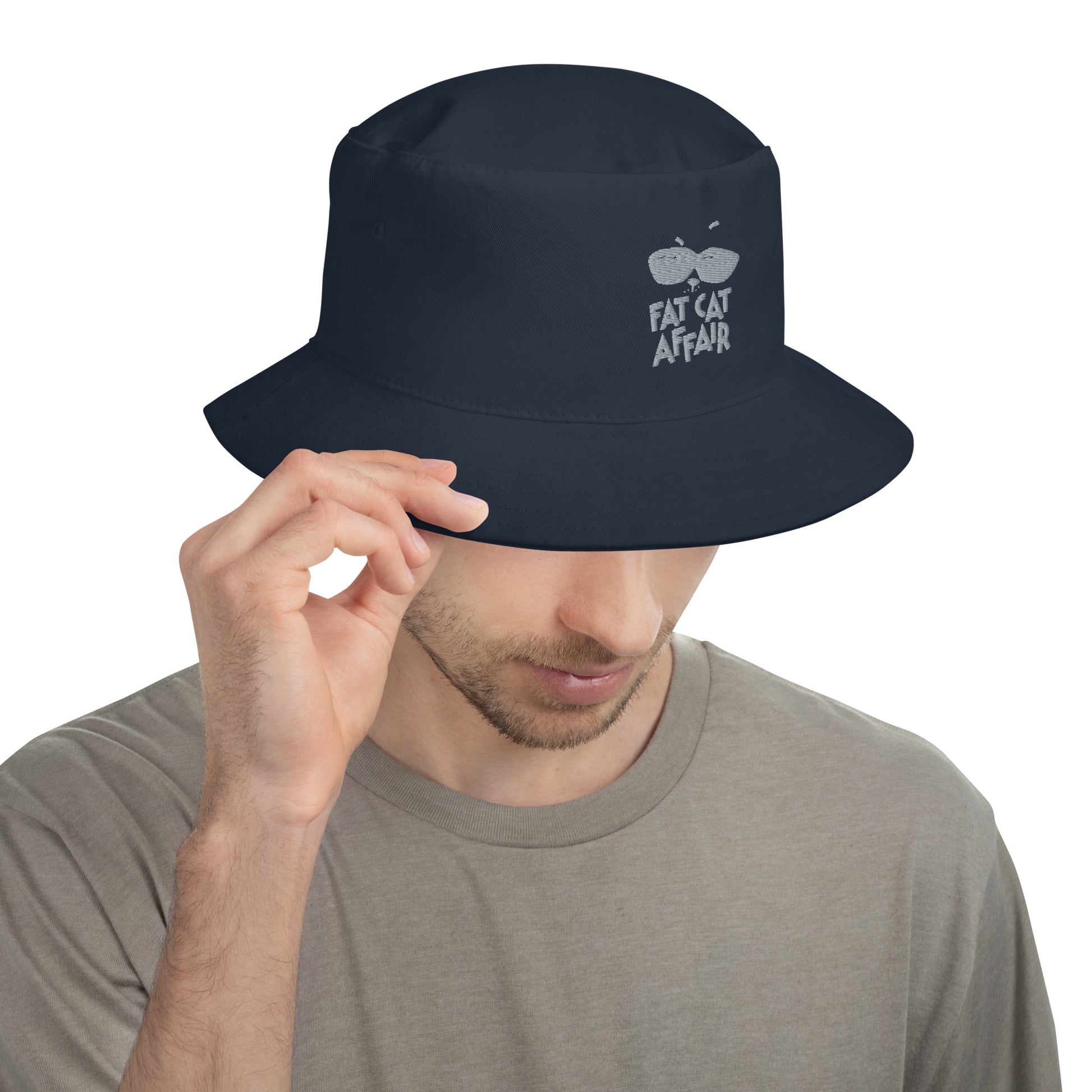 Men's navy hat with embroidery.