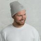 Men's cuffed beanie gray with embroidery