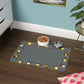 Design pet food mat , non slip back, gray with cat print, for cats and dogs
