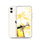 flexible yellow batik Iphone 11 case with cat plying trombone print