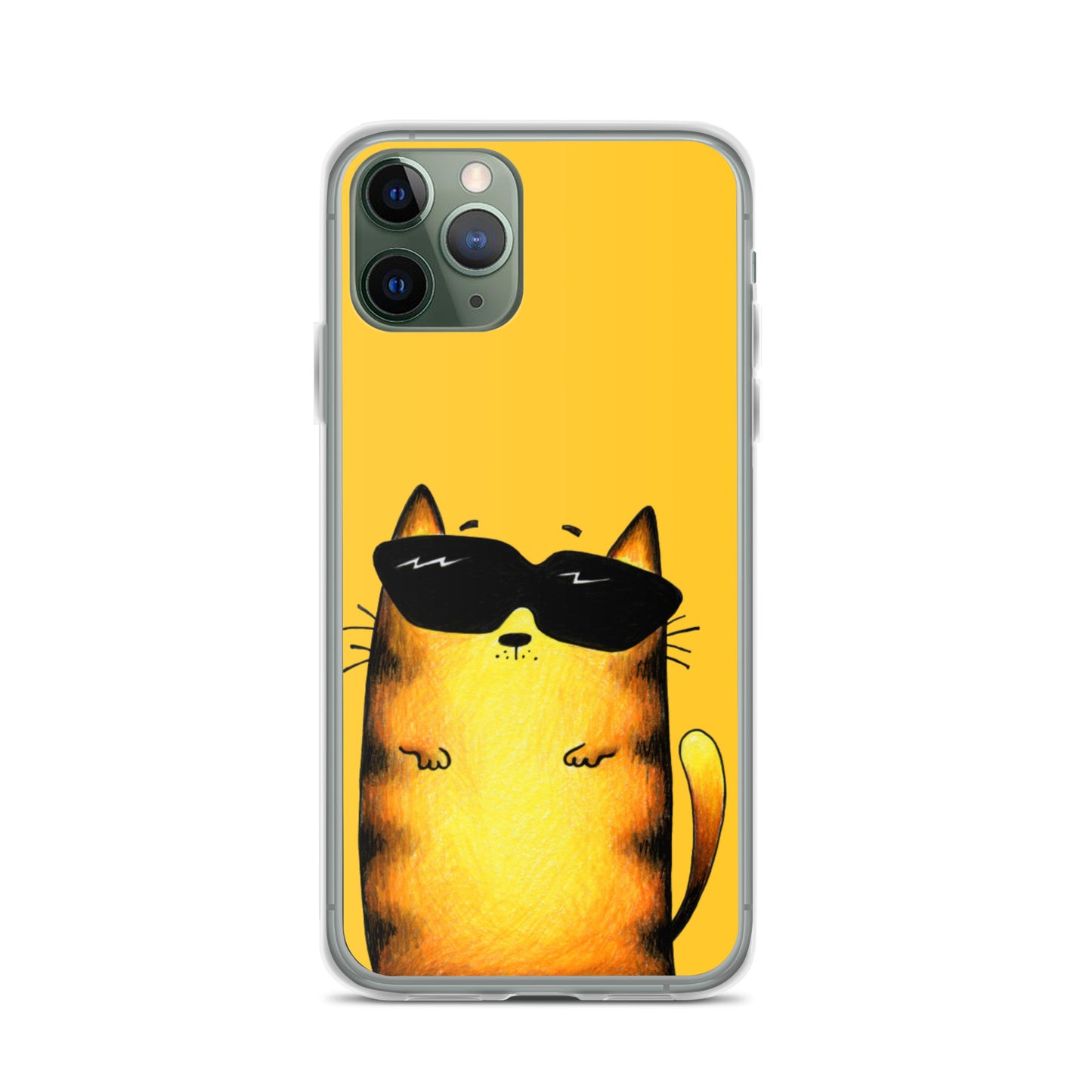 flexible yellow iphone 11 pro case with cat print