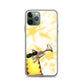 flexible yellow batik Iphone 11 pro case with cat plying trombone print