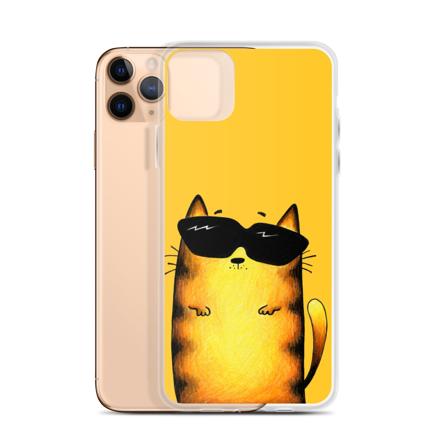 flexible yellow iphone 11 pro max case with cat print