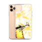flexible yellow batik Iphone 11 pro max case with cat plying trombone print