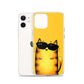flexible yellow iphone 12 case with cat print