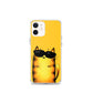 flexible yellow iphone 12 mini case with cat print