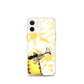 flexible yellow batik Iphone 12 mini case with cat plying trombone print