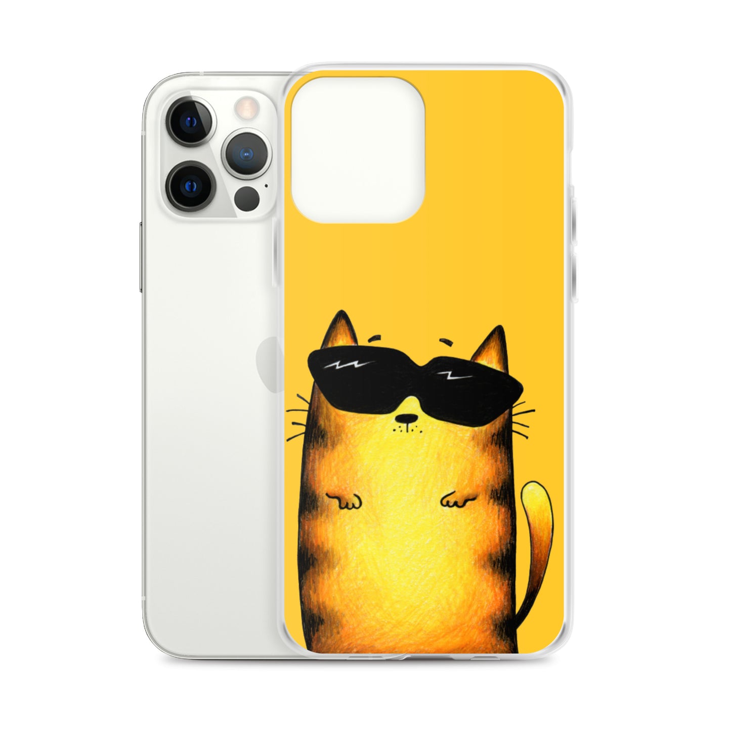flexible yellow iphone 12 pro max case with cat print