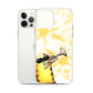 flexible yellow batik Iphone 12 pro  max case with cat plying trombone print