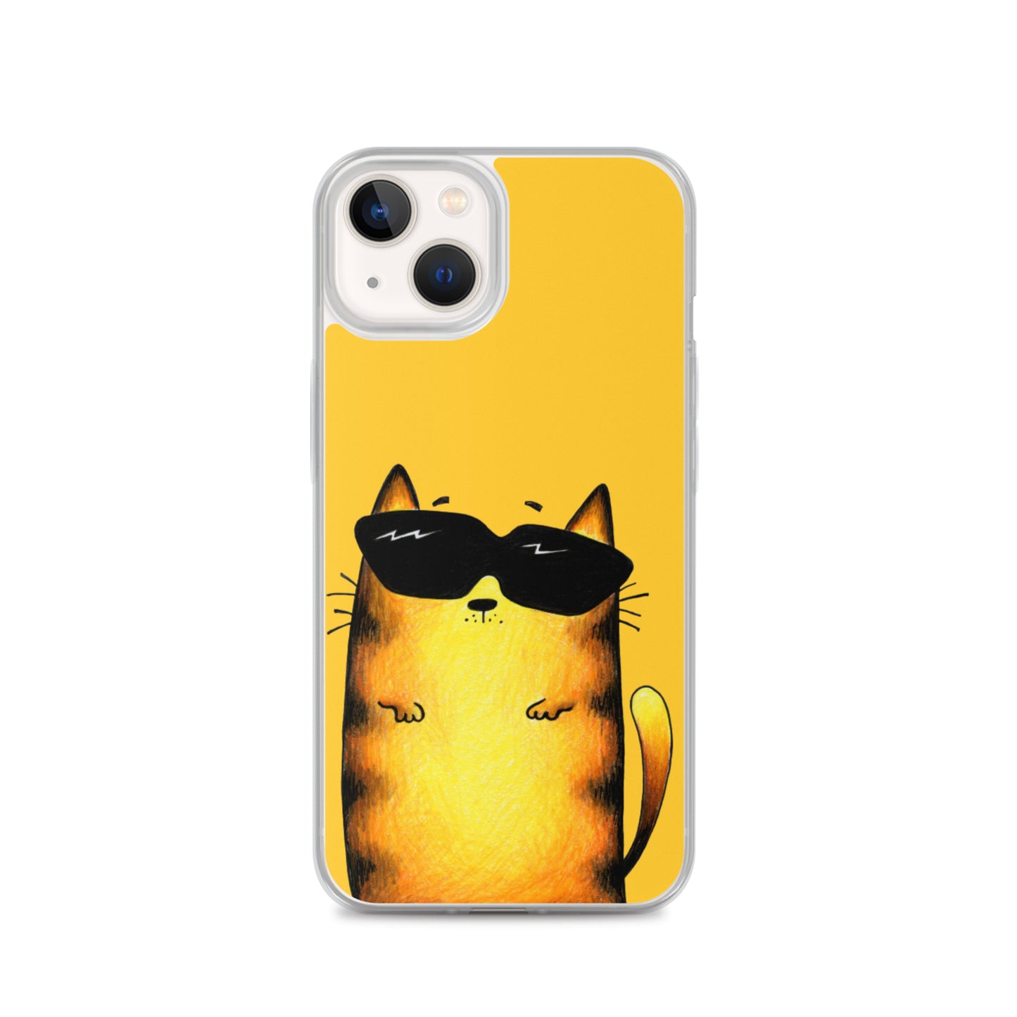 flexible yellow iphone 13 pro case with cat print