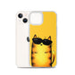 flexible yellow iphone 13 case with cat print