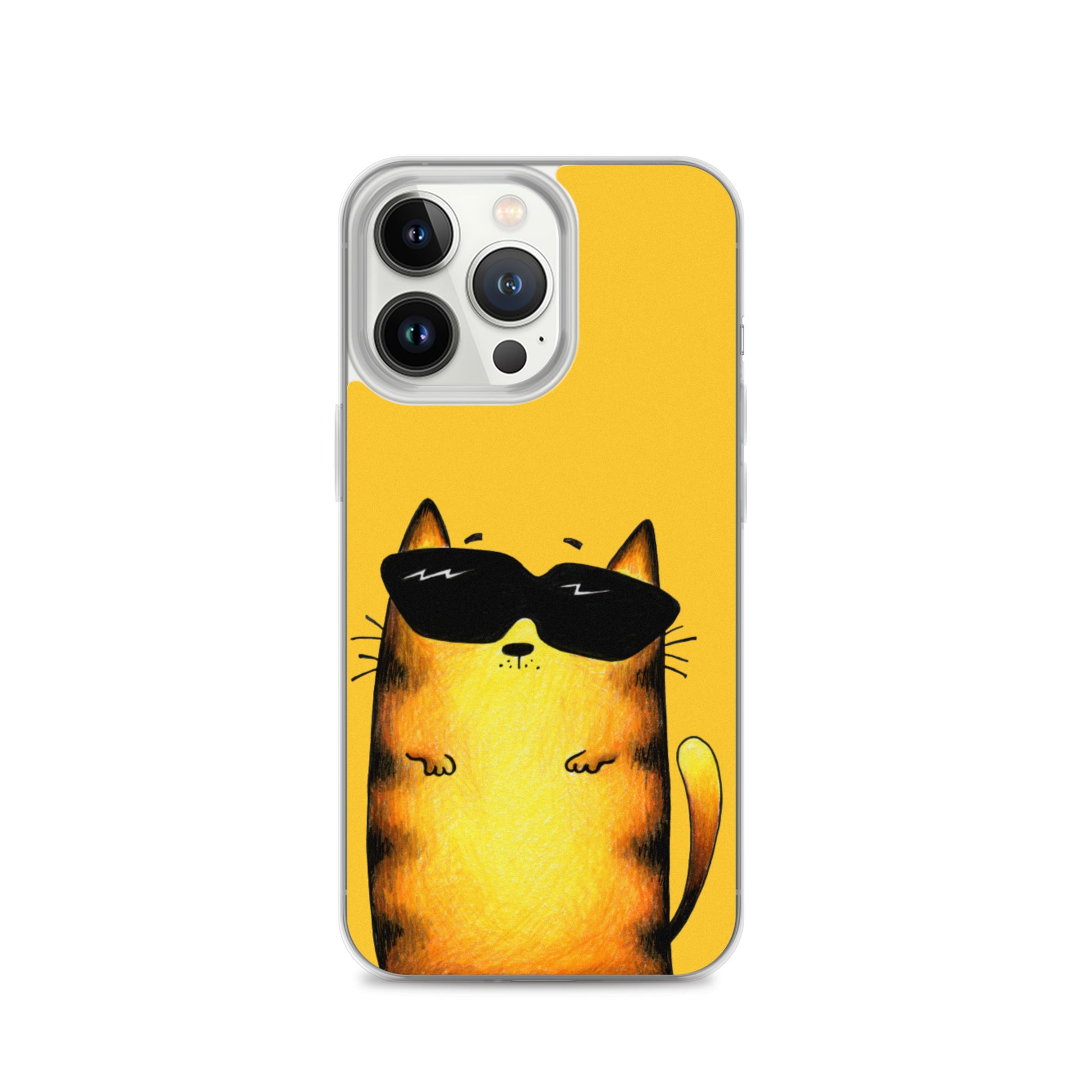 flexible yellow iphone 13 pro case with cat print