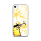 flexible yellow batik Iphone 7 8 case with cat plying trombone print