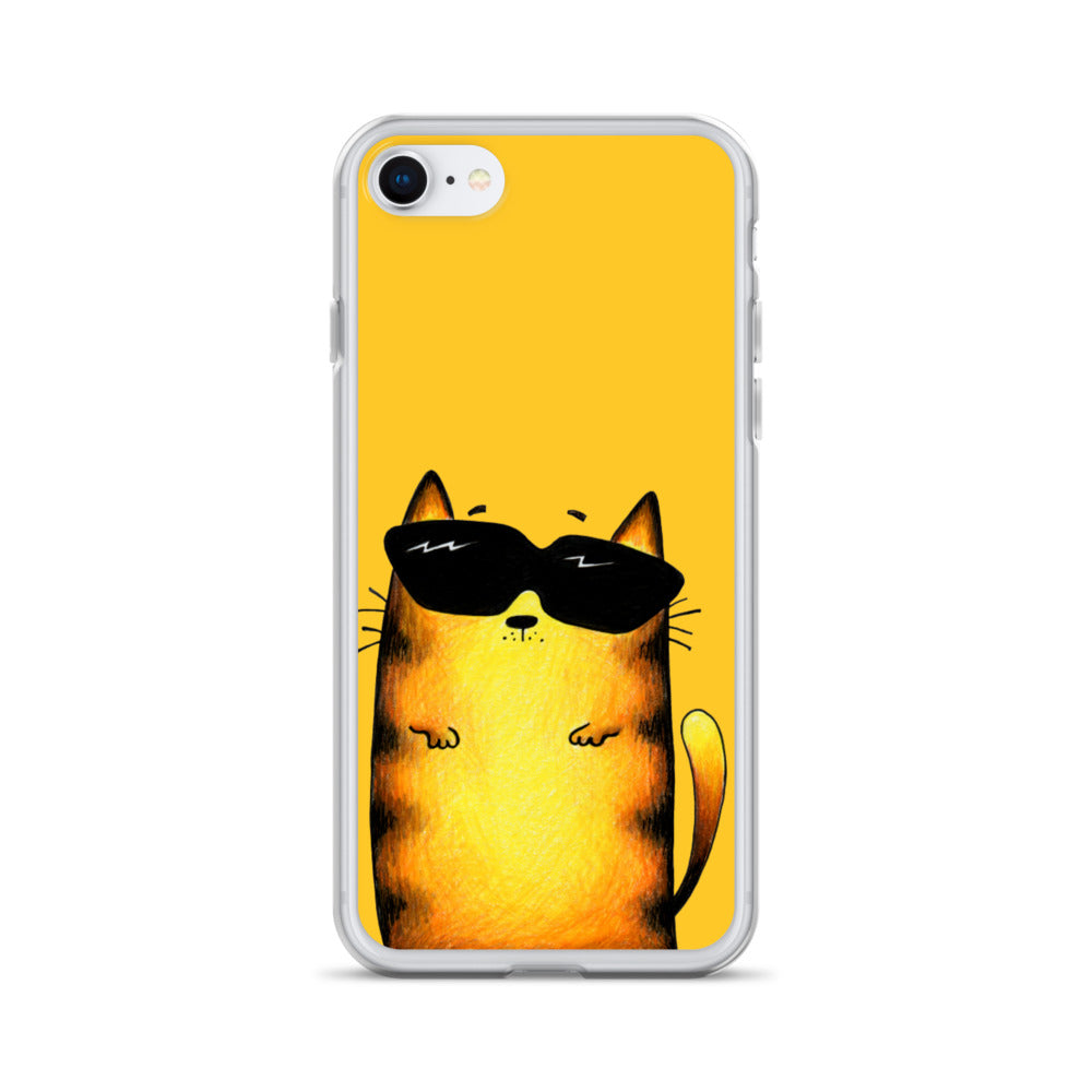 flexible yellow iphone se case with cat print