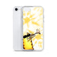 flexible yellow batik Iphone se case with cat plying trombone print