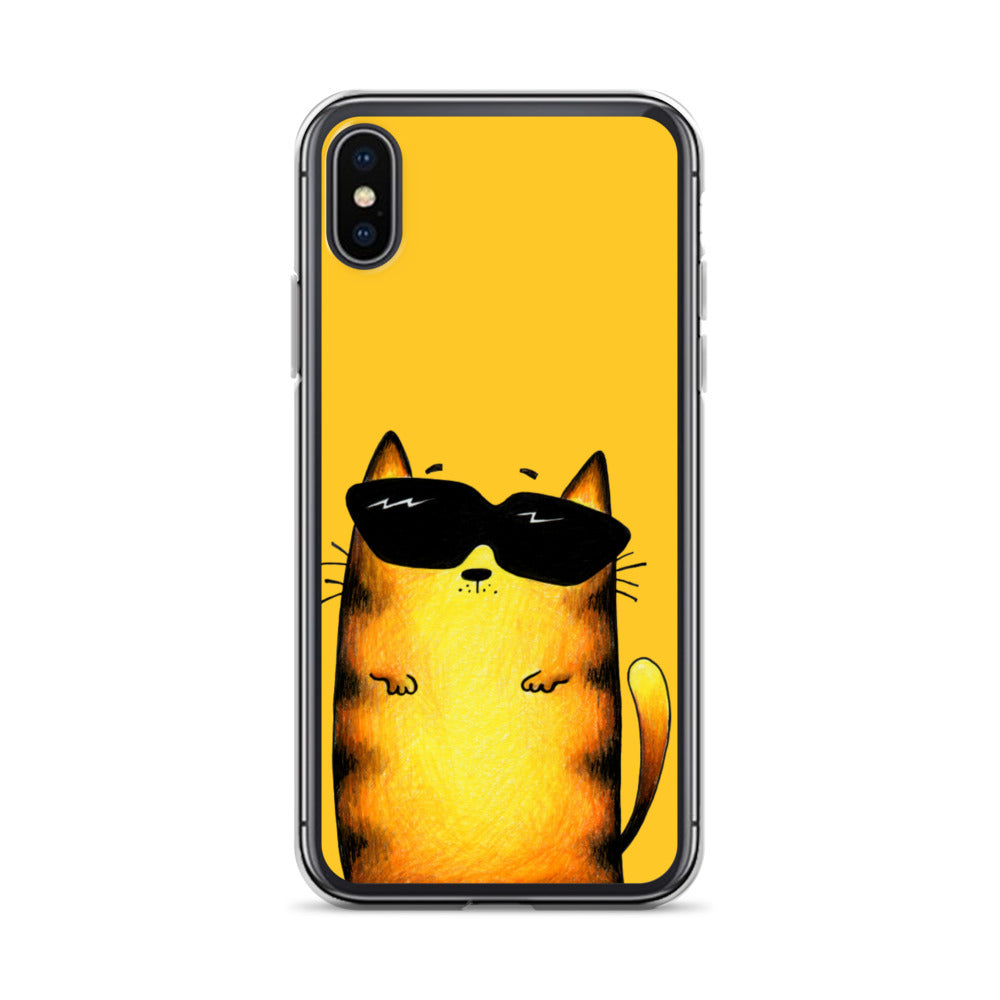 flexible yellow iphone x xs case with cat print
