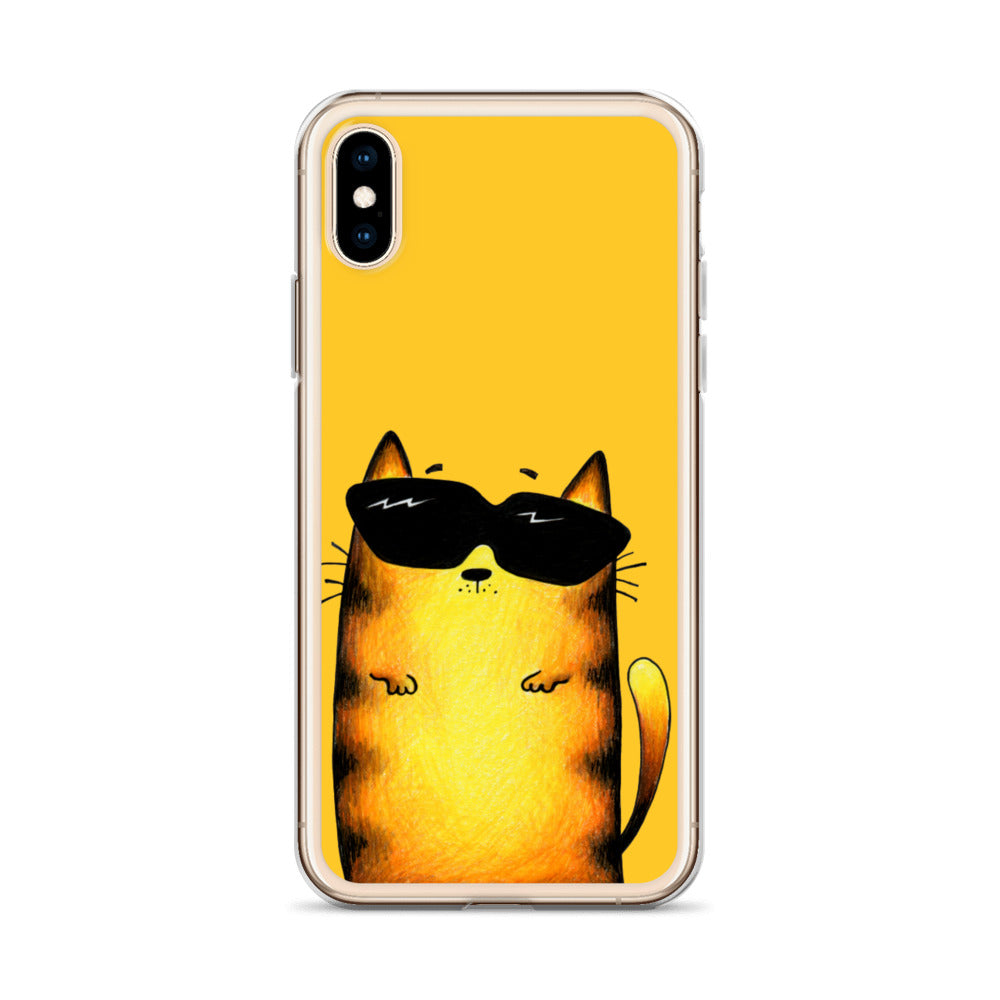 flexible yellow iphone x xs case with cat print
