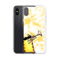 flexible yellow batik Iphone xs x ase with cat plying trombone print