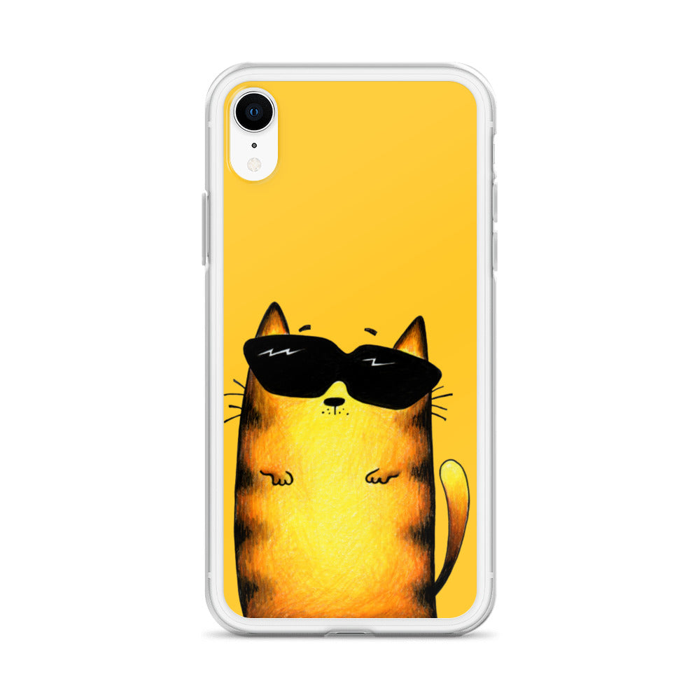 flexible yellow iphone xr case with cat print