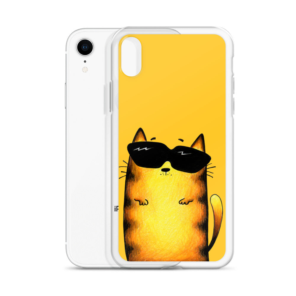 flexible yellow iphone xr case with cat print