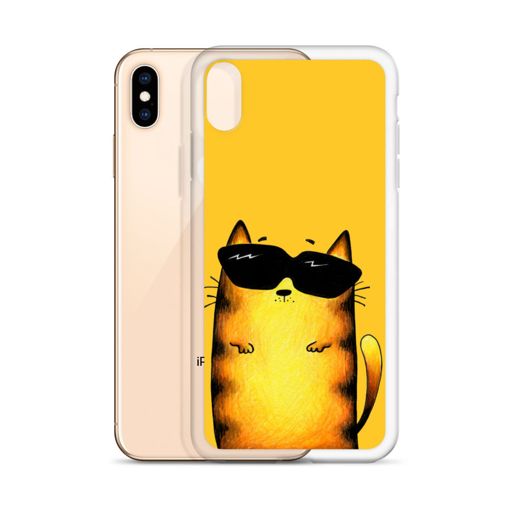 flexible yellow iphone xs max case with cat print