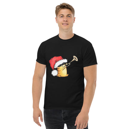 Men's T-shirt "Christmas Cat with Trumpet"