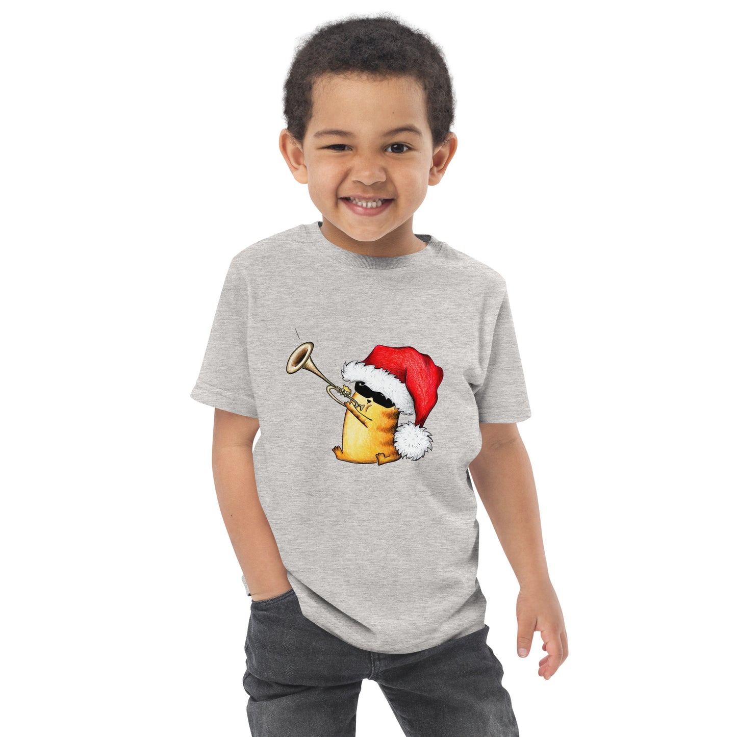 Toddler T-shirt "Christmas Cat with Trumpet"