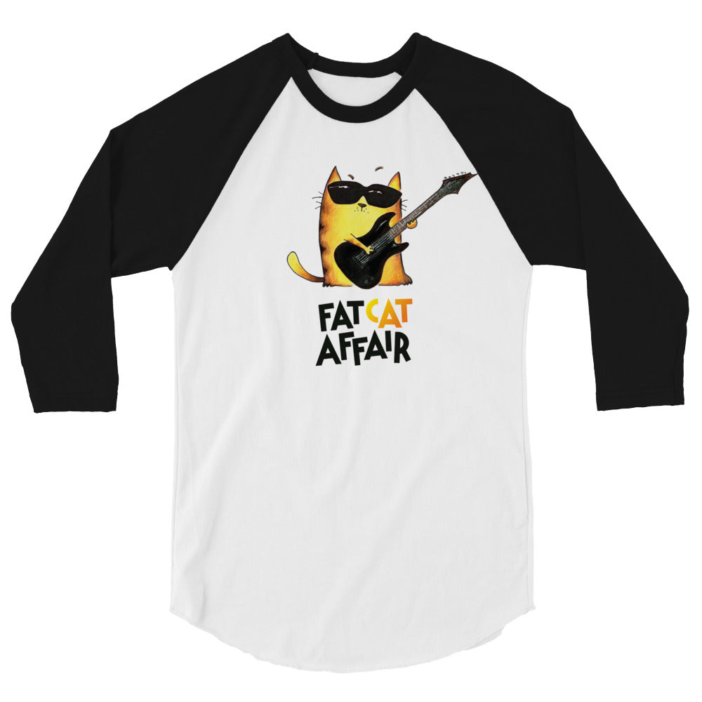 3/4 sleeve soft top with Fat Cat Affair design. Unisex.