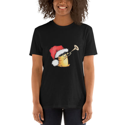 Ladies T-shirt "Christmas Cat with Trumpet"