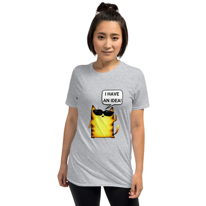 Sports gray t-shirt for ladies with yellow cat design