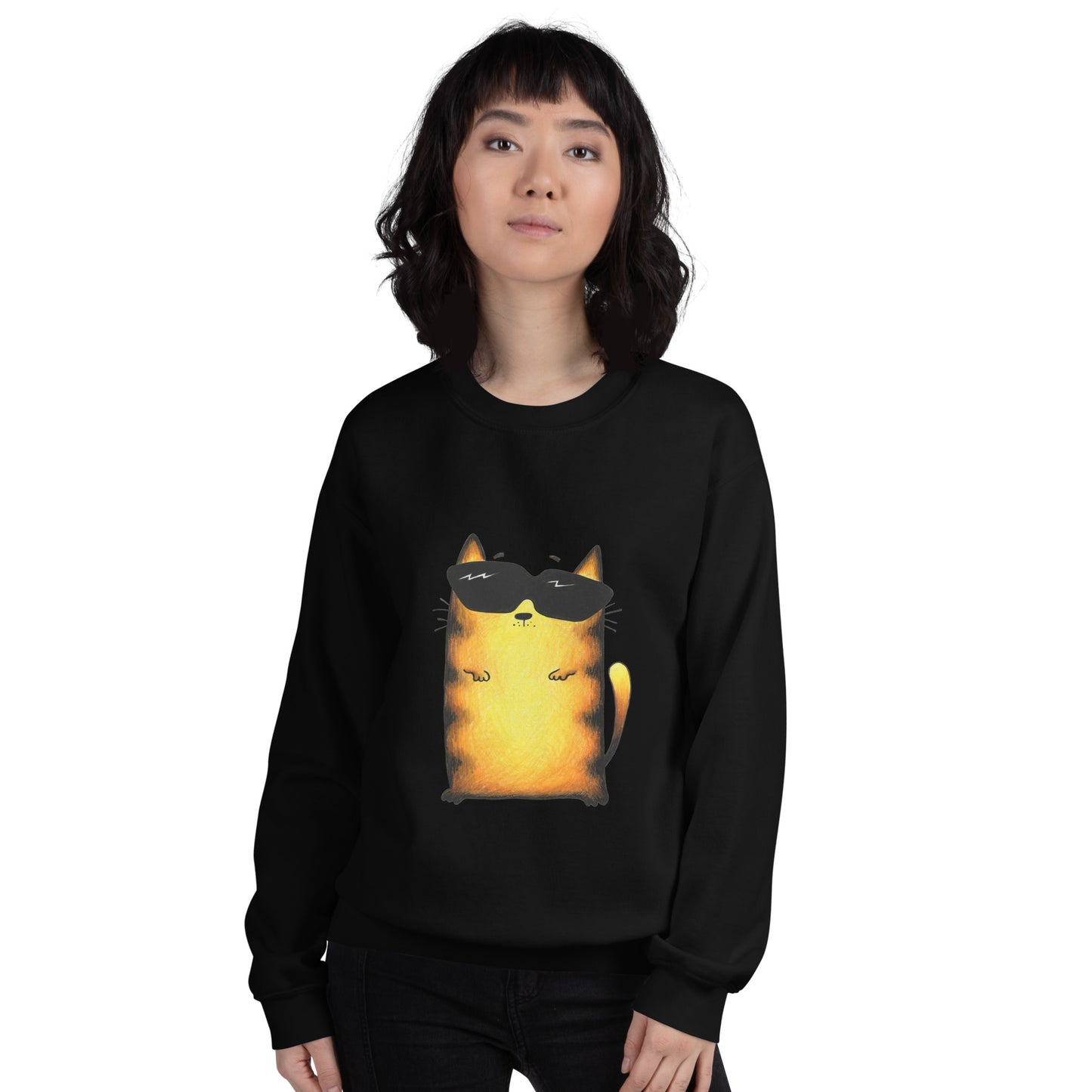 Black Sweatshirt with yellow cat design