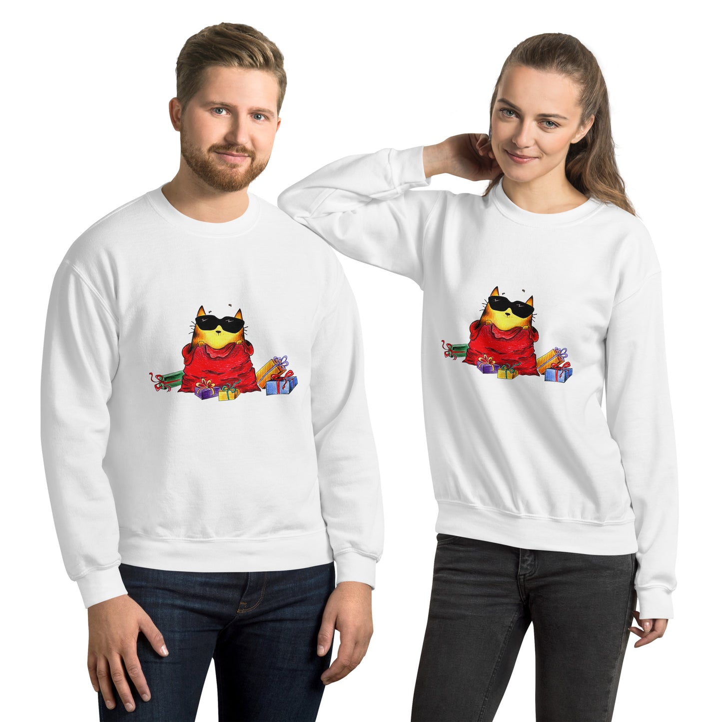 Unisex Sweatshirt "Christmas Cat with Gifts"