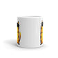 White ceramic mug with yellow cat 11oz