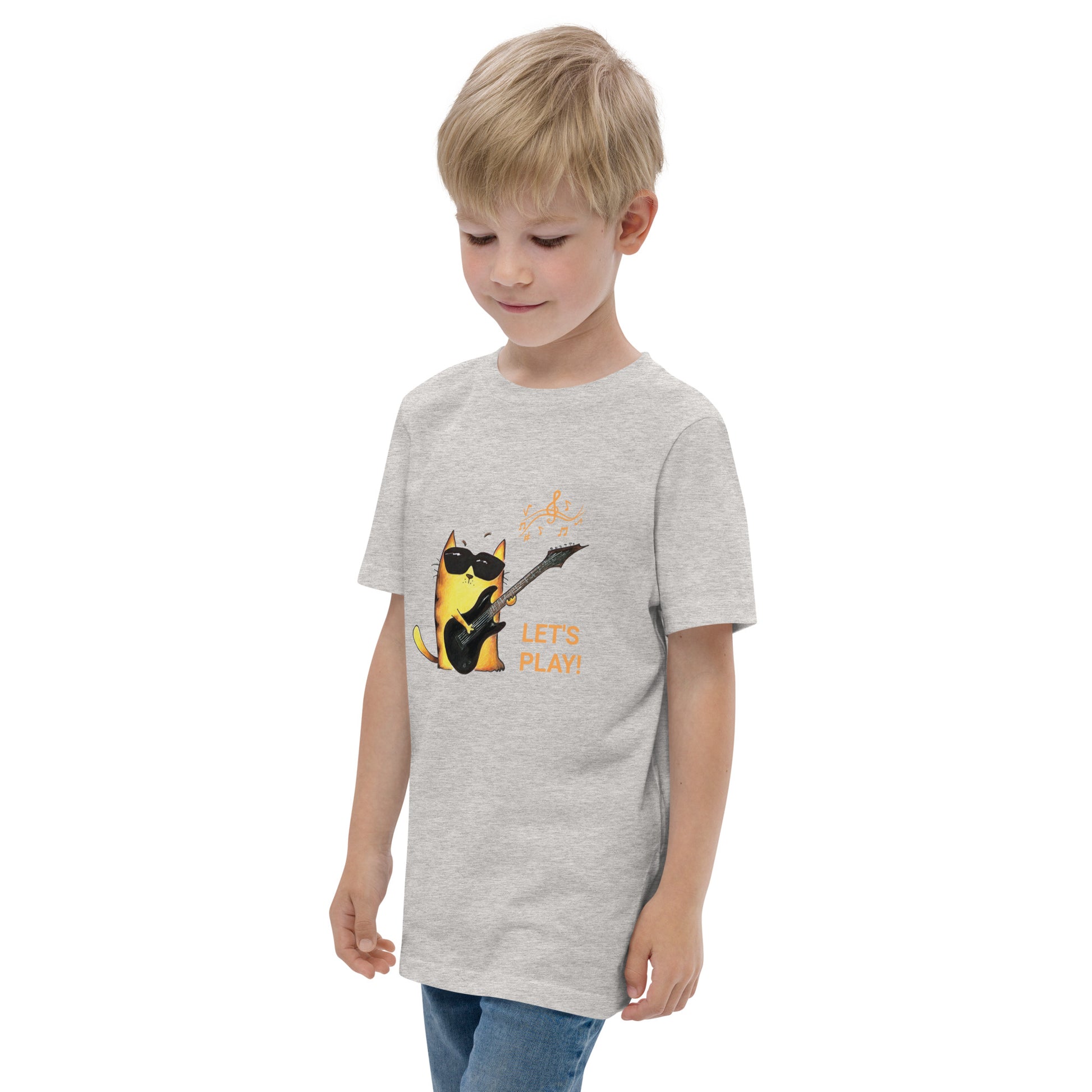youth gray t shirt with cat print